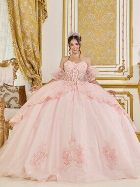 New Blush Charming Rhinestones Embellished Long Quinceanera Dress DQ 5099
